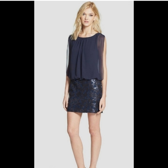 Aiden by Aiden Mattox Dresses & Skirts - AIDEN BY AIDEN MADDOX Elegant Navy Blue Blousen Skirt Dress Size 2